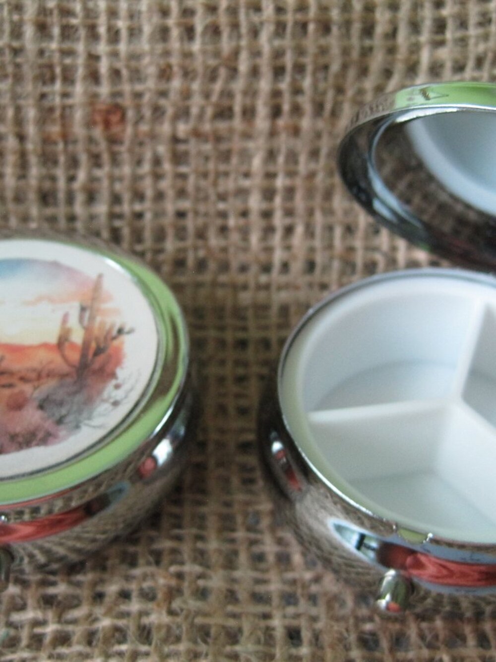 Desert Sunset Themed Three Compartment Pill Box